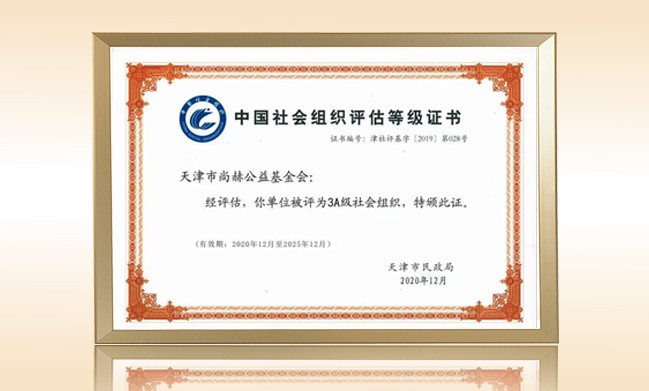 2021年1月-正规的十大网投实体平台(中国)有限公司公益基金会荣获-天津市民政局颁发-3A级社会组织证书