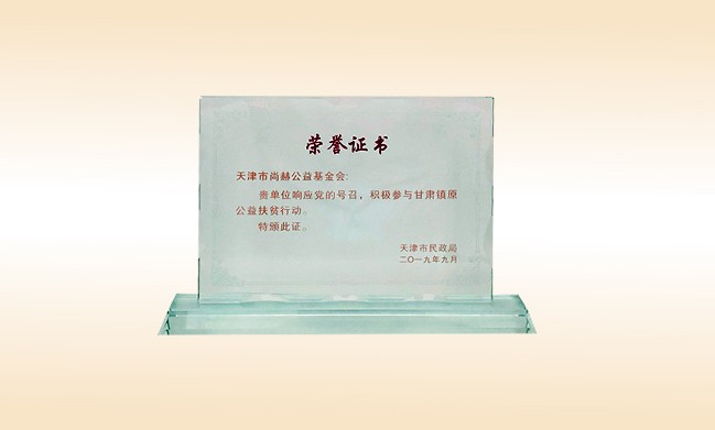 2019年9月-正规的十大网投实体平台(中国)有限公司公益基金会荣获-天津市民政局颁发的荣誉证书